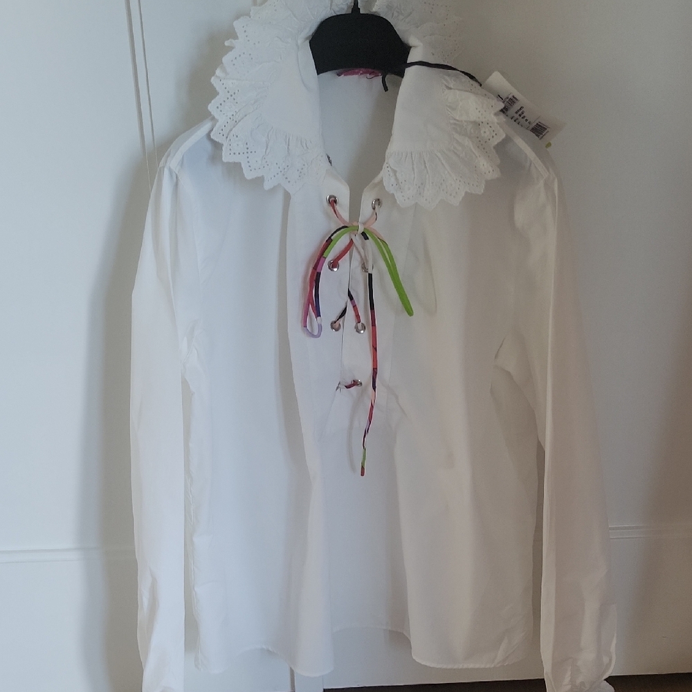 Emilio Pucci White Blouse with Multicolor Ties